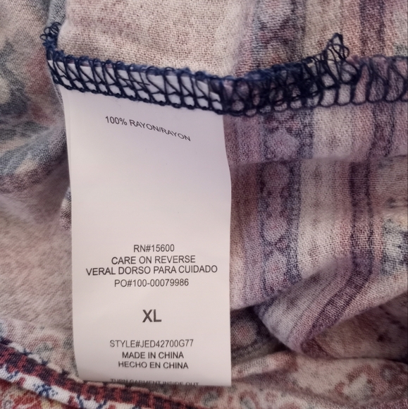 Jolt NWT Floral Flowy Shirred Drawstring Keyhole Neck Boho Long Sleeve Dress XL - Picture 7 of 8